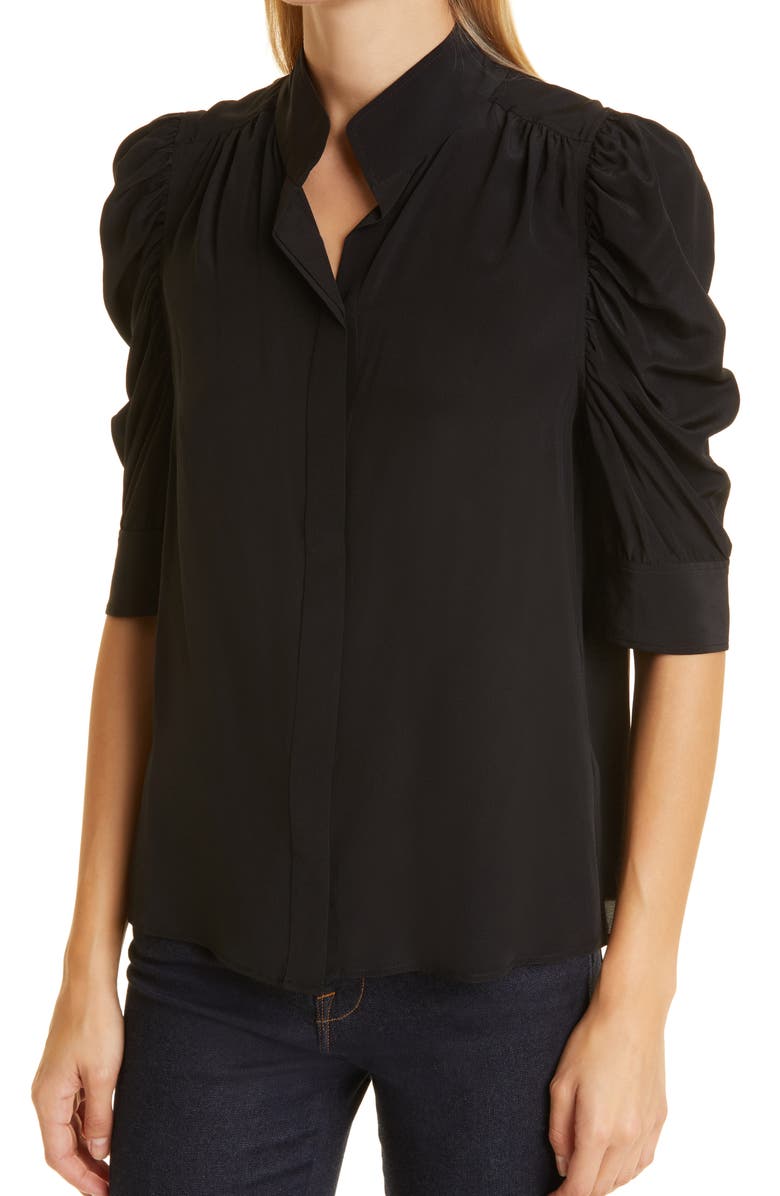 FRAME Gillian Puff Sleeve Silk Blouse, Alternate, color, 