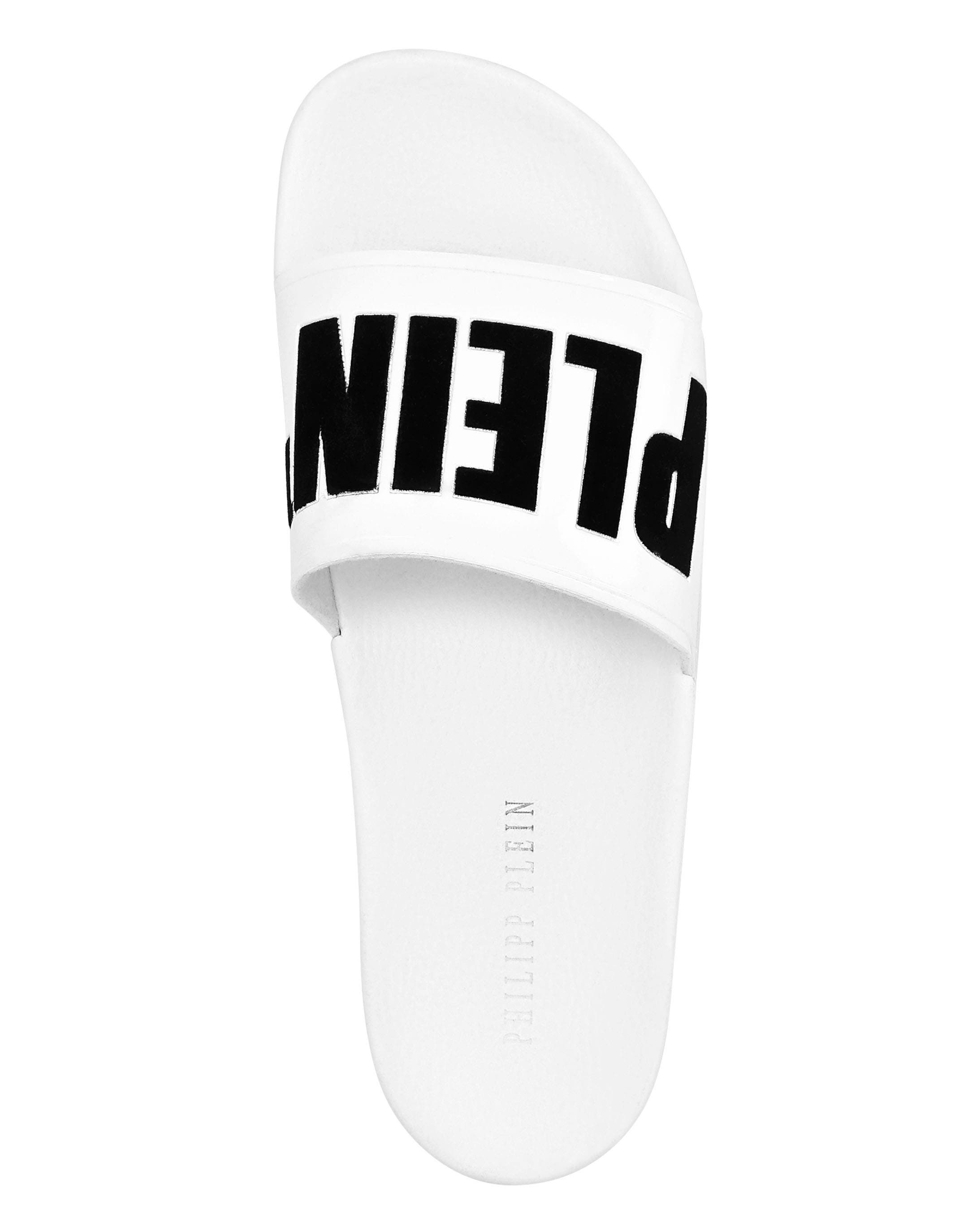 Flat Gummy Sandals Philipp Plein Tm Men, Alternate, color, white/black