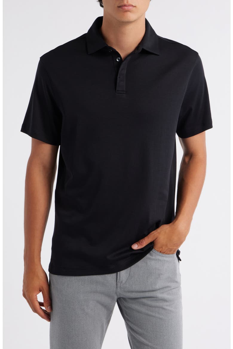 Georgia Solid Pima Cotton Polo, Main, color, BLACK