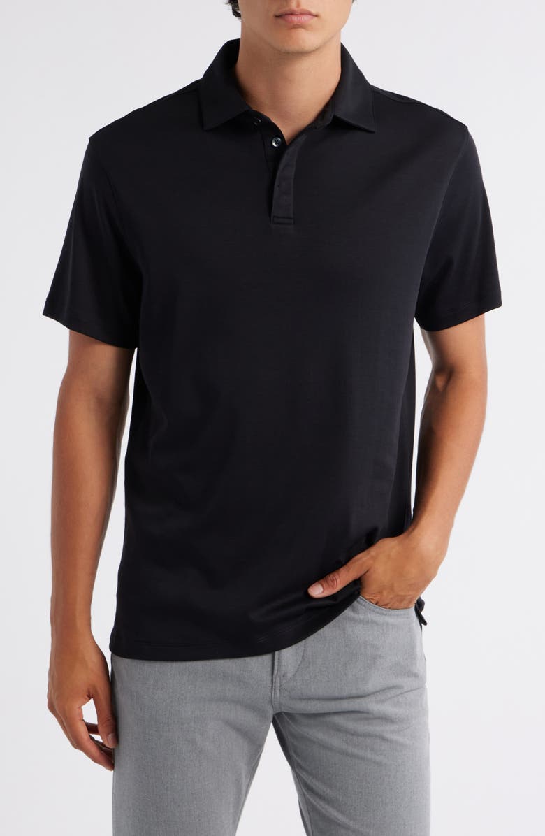 Robert Barakett Georgia Solid Pima Cotton Polo, Main, color, Black