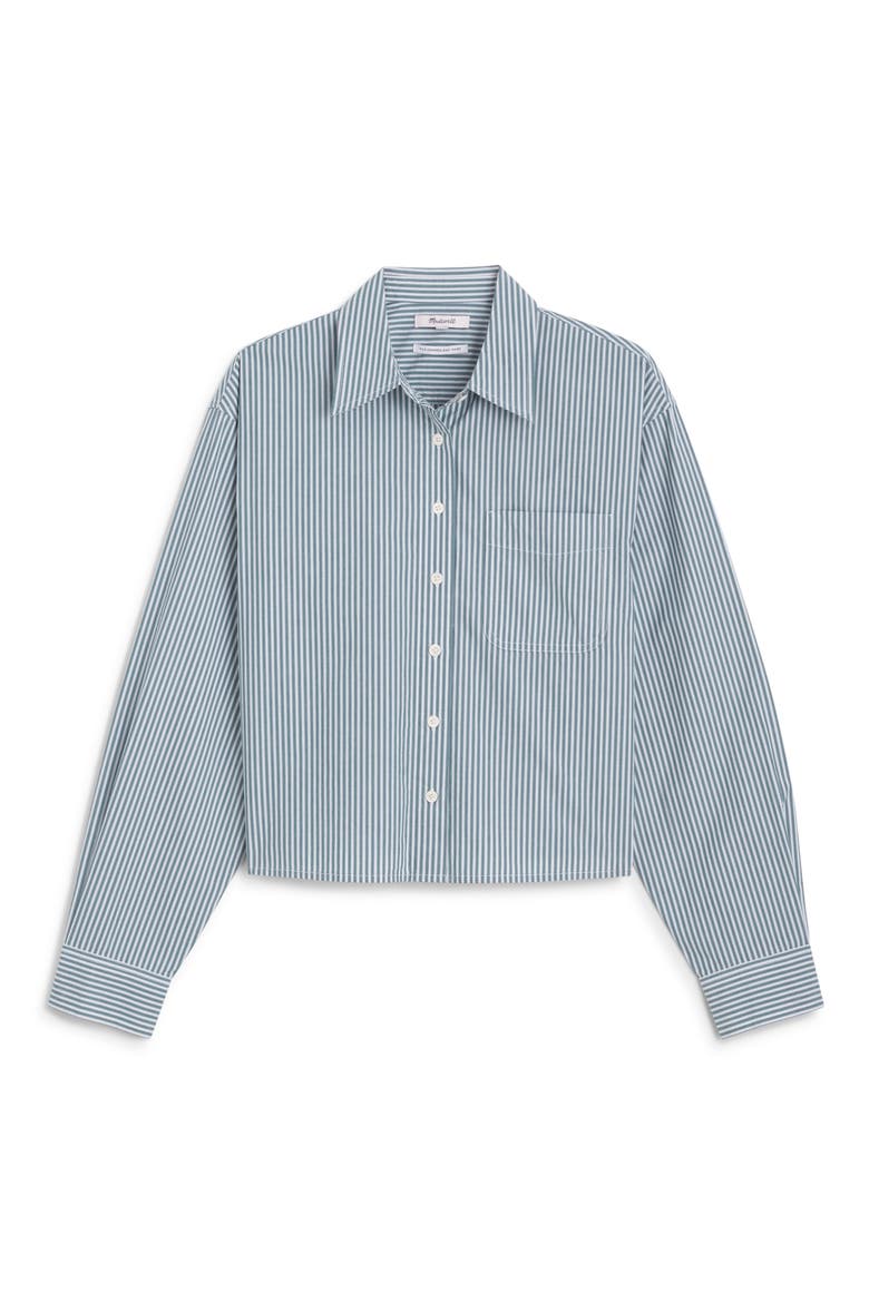 The Cropped Easy Shirt, Alternate, color, DARK FOREST AND WHITE STRIPE