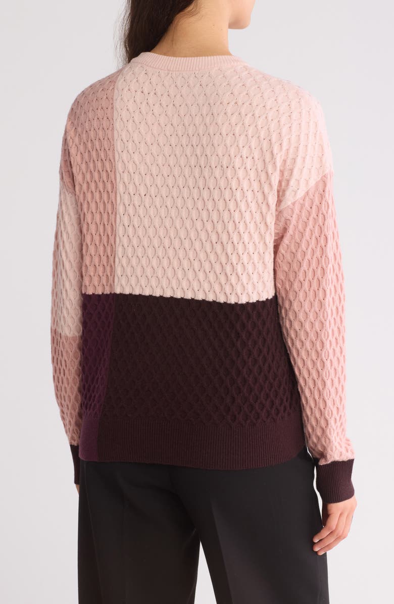 Adrianna Papell Colorblock Honeycomb Sweater, Alternate, color, Blush/ Berry Combo