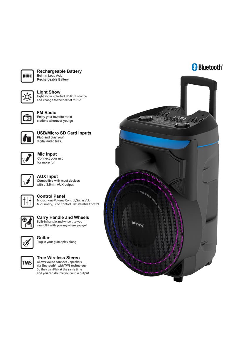 18 Inch Party Speaker with True Wireless Stereo, Alternate, color, Black