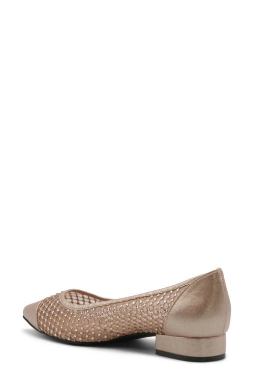 Adrienne Vittadini Patel Crystal Flat In Champagne Mesh