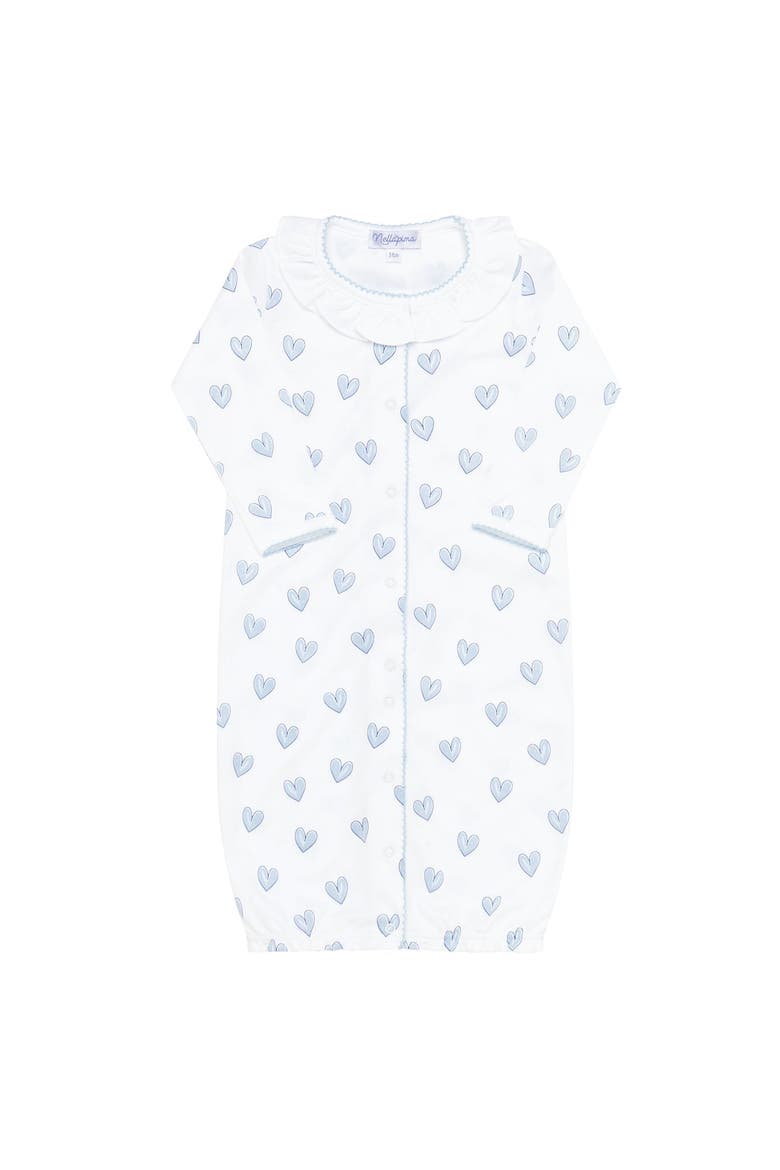 Blue Heart Print Converter Gown - Baby, Alternate, color, Blue