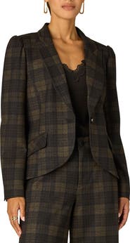 Wit & Wisdom Plaid Puff Shoulder Blazer