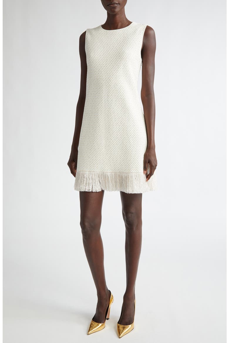 Fringe Sequin Tweed Minidress, Main, color, IVORY/ GOLD