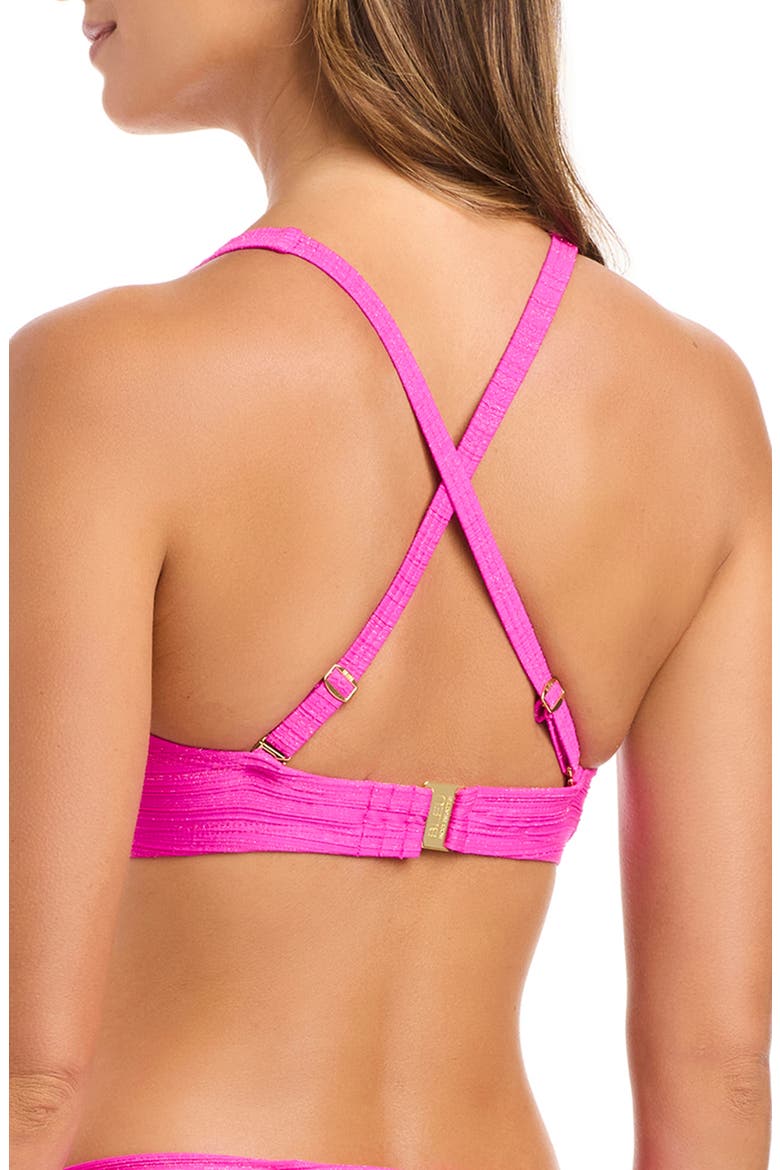 Metallic V-Wire Bikini Top, Alternate, color, DAHLIA