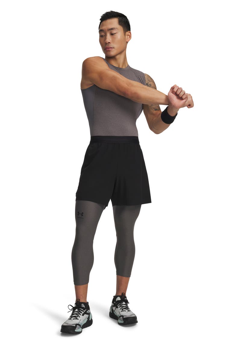 HeatGear® 3/4 Leggings, Alternate, color, CARBON HEATHER