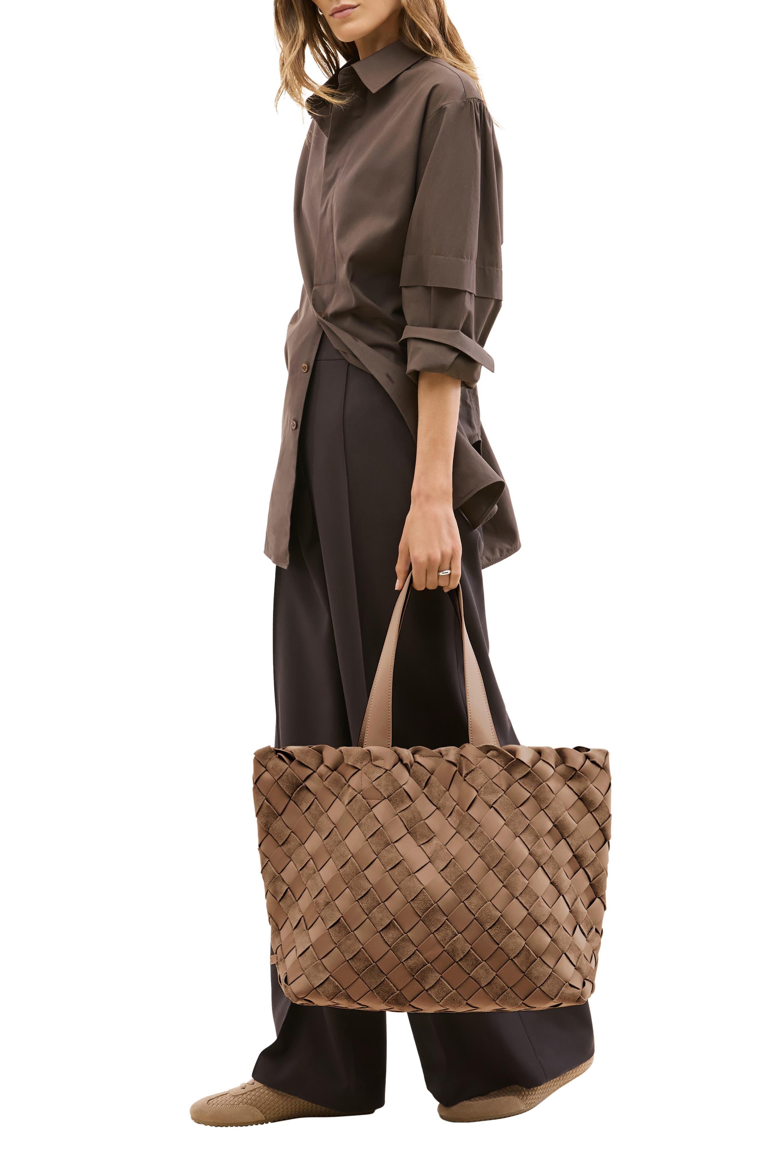Como Medium Striped Woven Tote, Alternate, color, CANYON