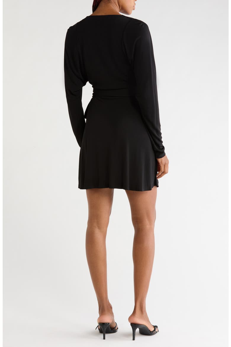 Isabella Wrap Minidress, Alternate, color, BLACK