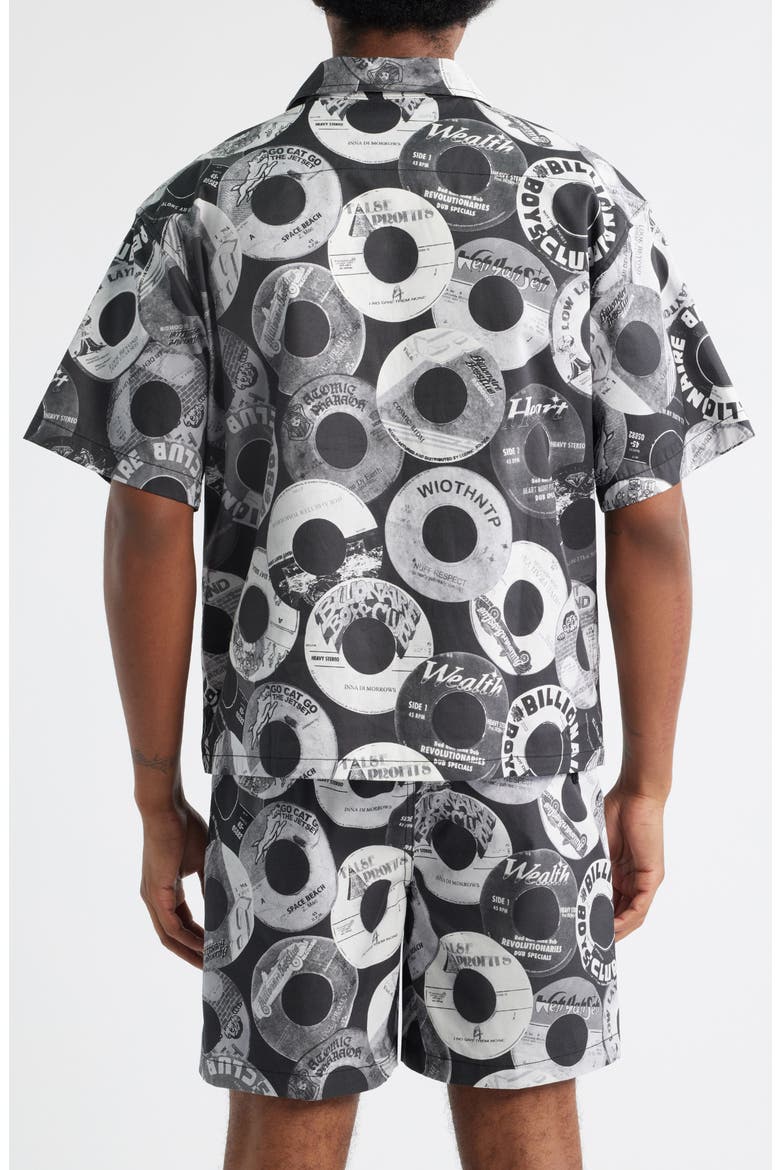 Beats Print Cotton Cropped Camp Shirt, Alternate, color, BLACK