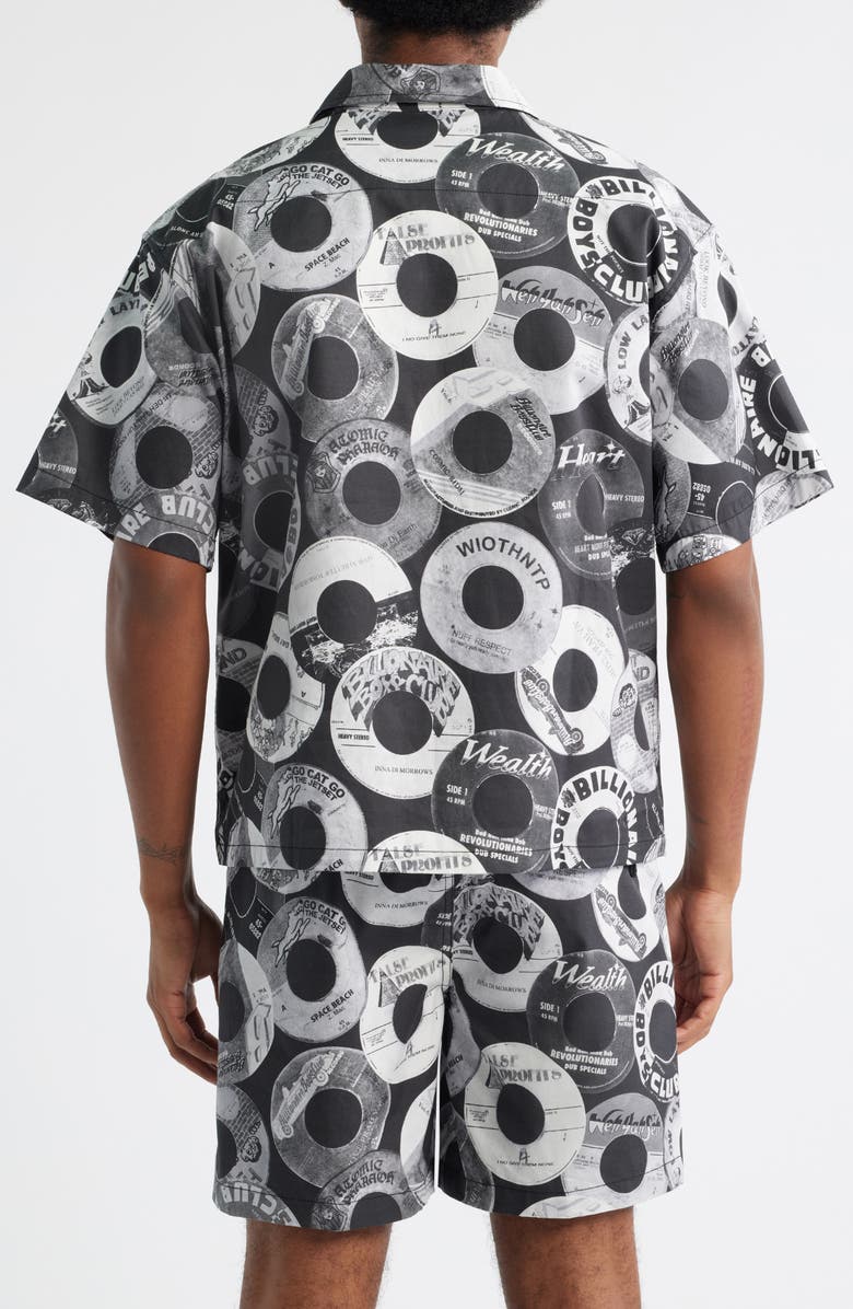 Billionaire Boys Club Beats Print Cotton Cropped Camp Shirt, Alternate, color, Black