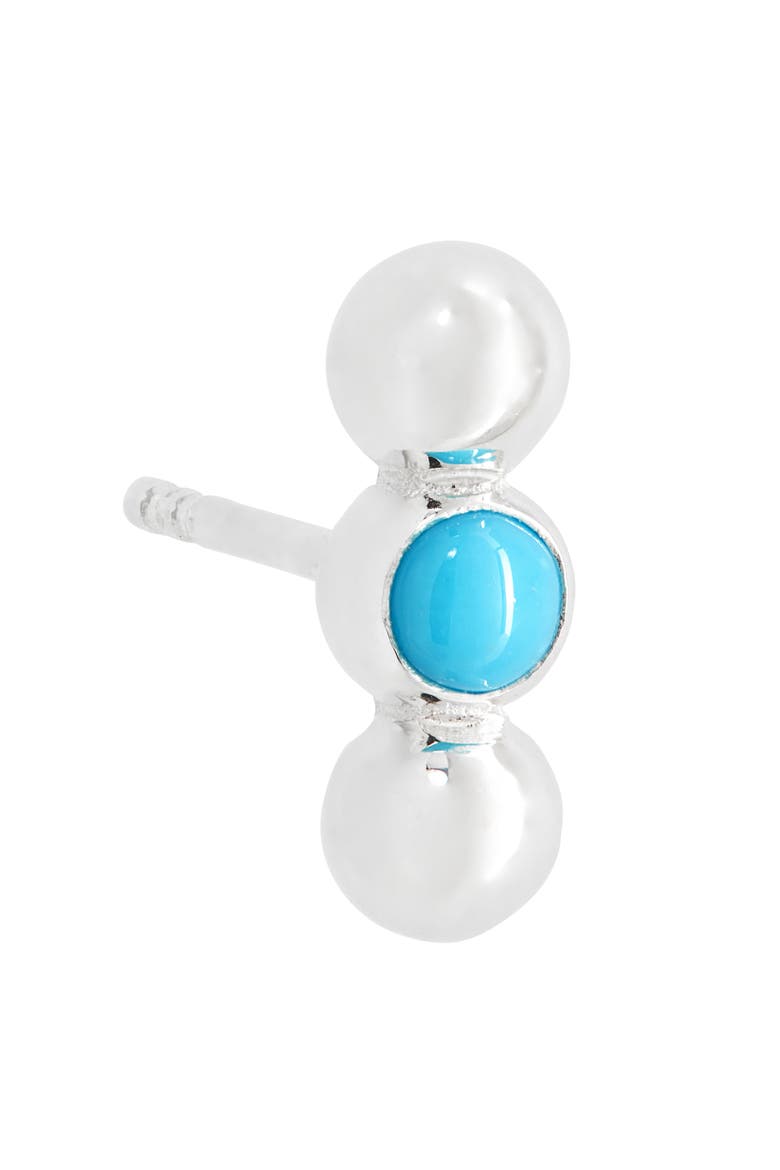 Dew Drop Turquoise & Silver Stud Earrings, Alternate, color, SILVER