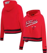 PRO STANDARD Women's Pro Standard Red Chicago Bulls Script Tail Cropped Pullover Hoodie