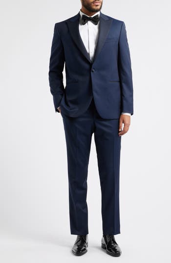 Jack Victor Elwood Contemporary Fit Navy Wool Tuxedo In Blue