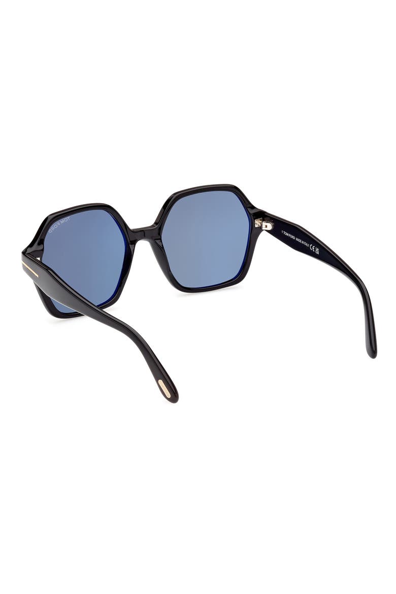 Romy 56mm Geometric Sunglasses, Alternate, color, SHINY BLACK / BLUE