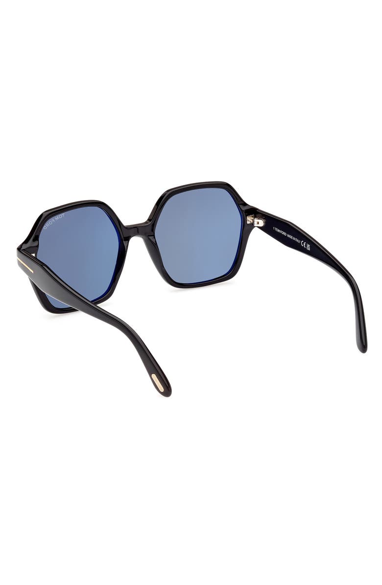 TOM FORD Romy 56mm Geometric Sunglasses, Alternate, color, Shiny Black / Blue