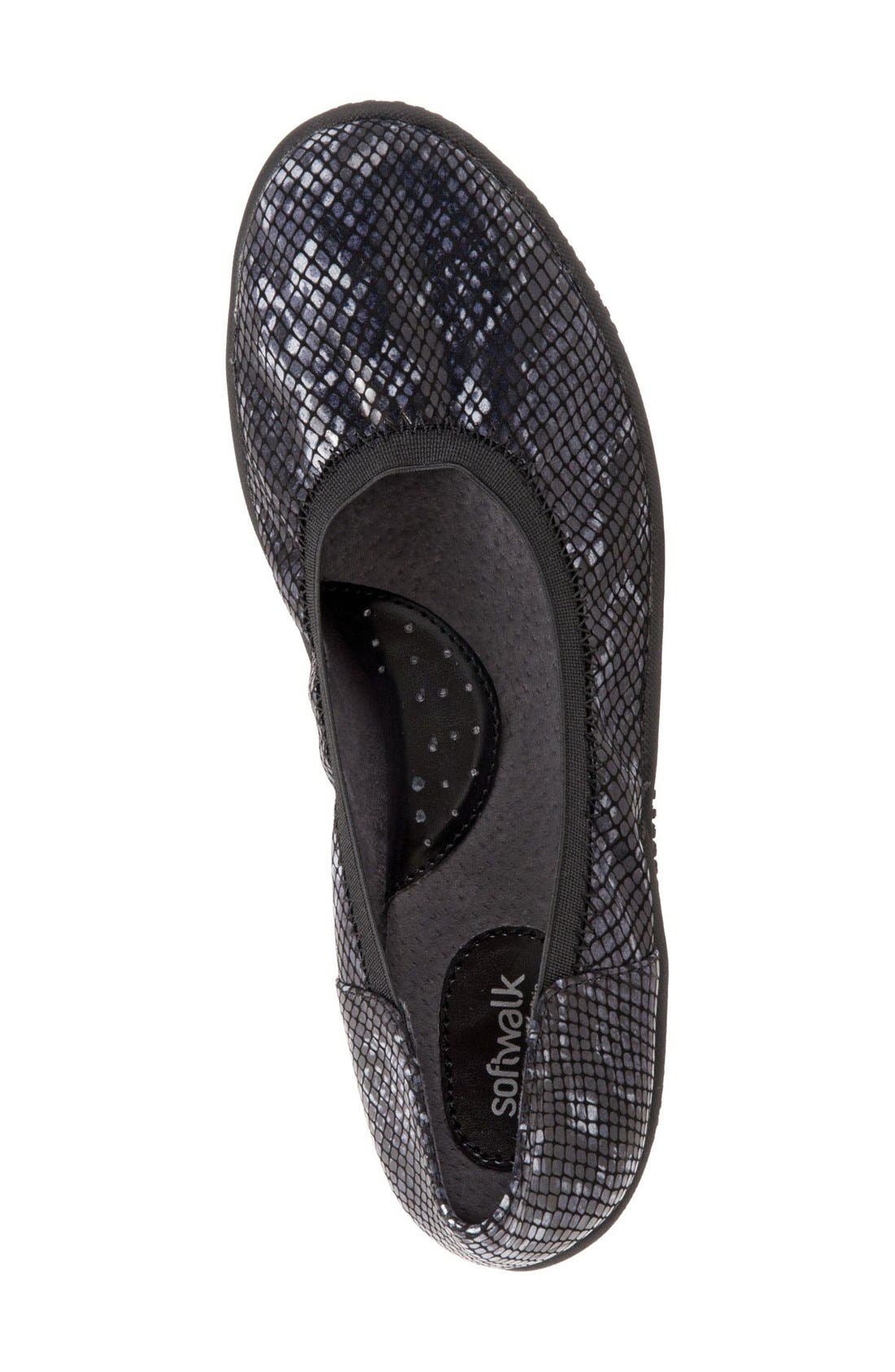 'Hampshire' Dot Perforated Ballet Flat, Alternate, color, BLACK PYTHON PRINT LEATHER
