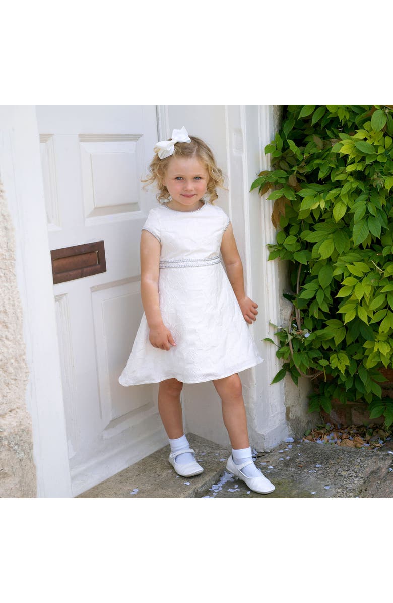 Rachel Riley Sparkle Trim Damask Dress, Alternate, color,