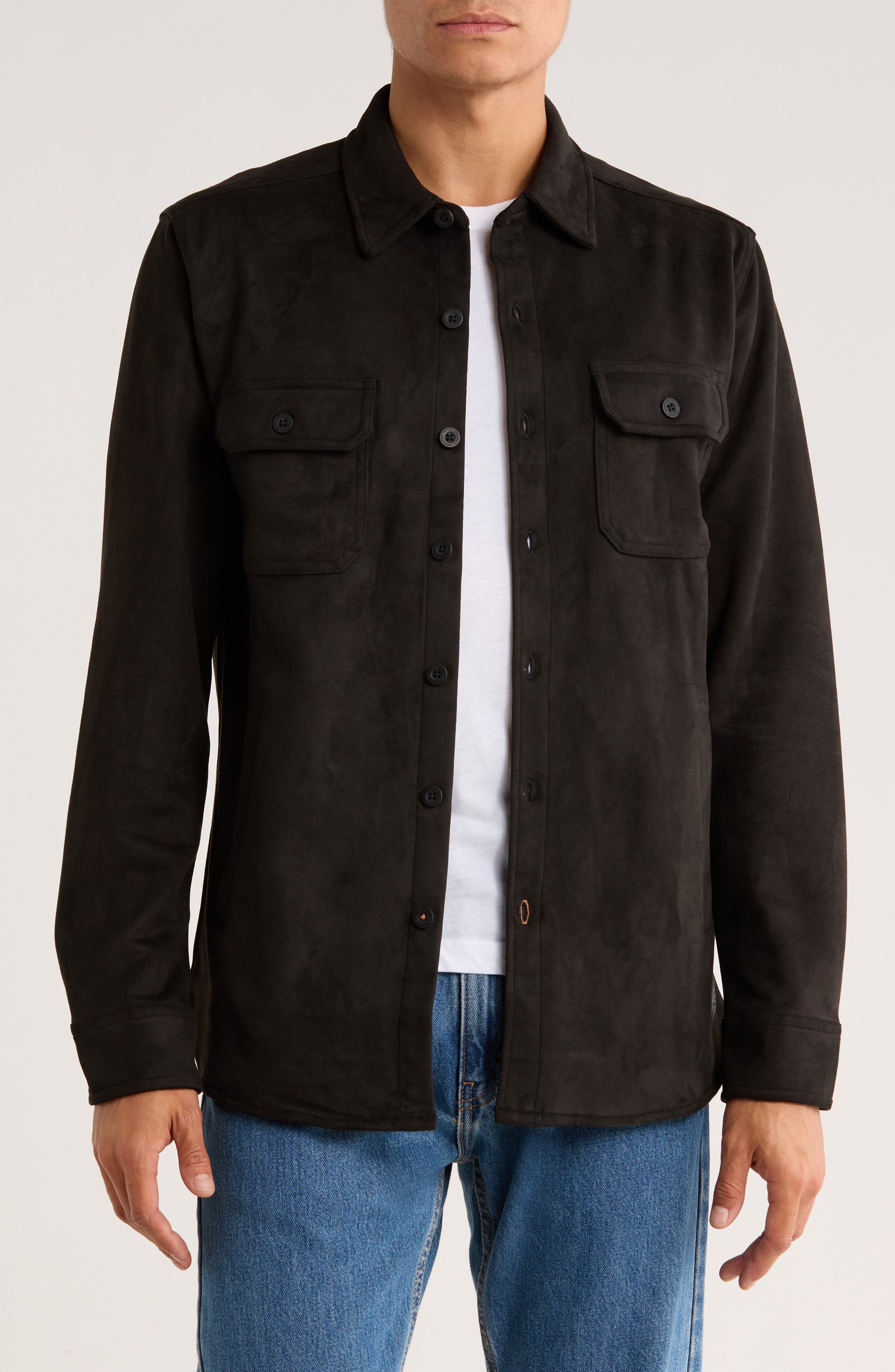 WEATHERPROOF VINTAGE Faux Suede Shirt Jacket