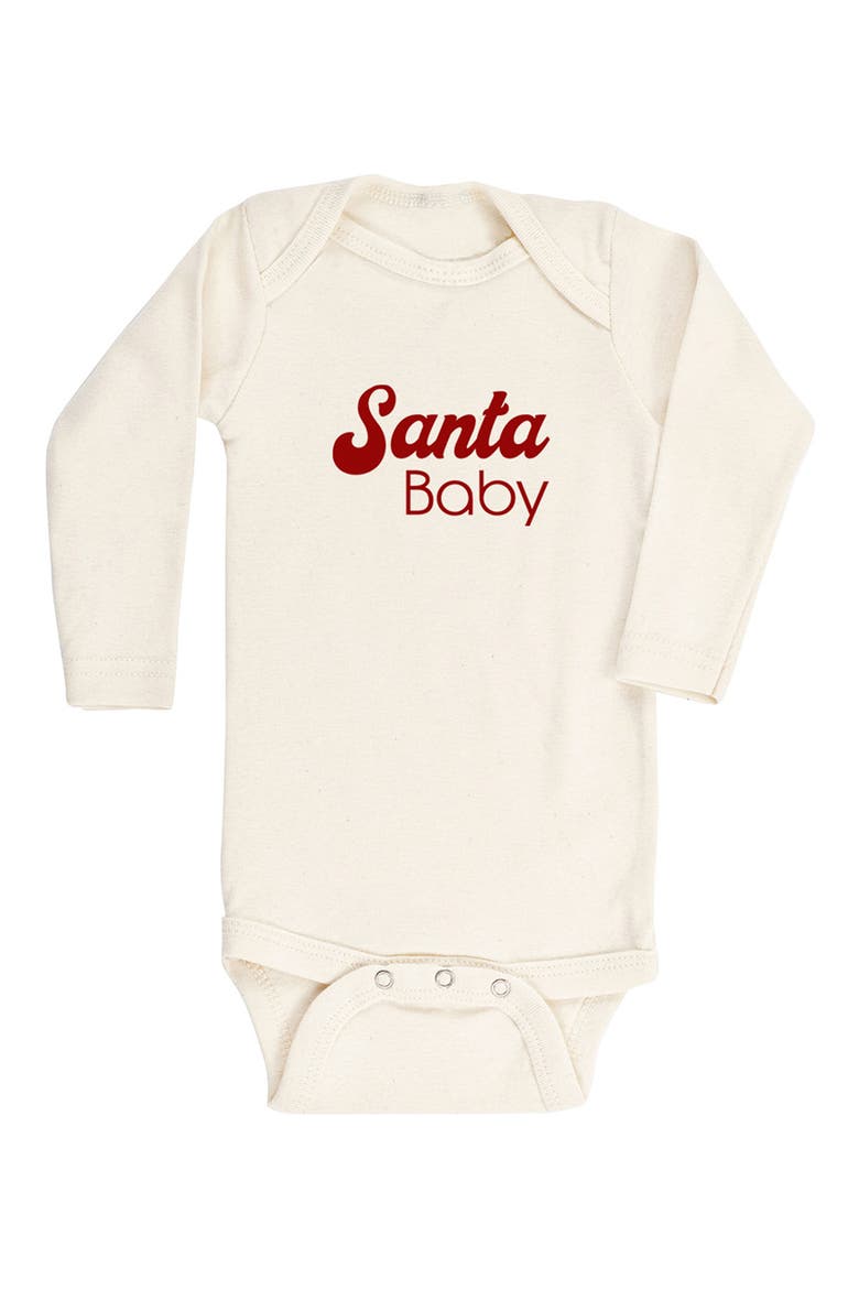 Santa Baby Organic Cotton Long Sleeve Bodysuit, Main, color, NATURAL