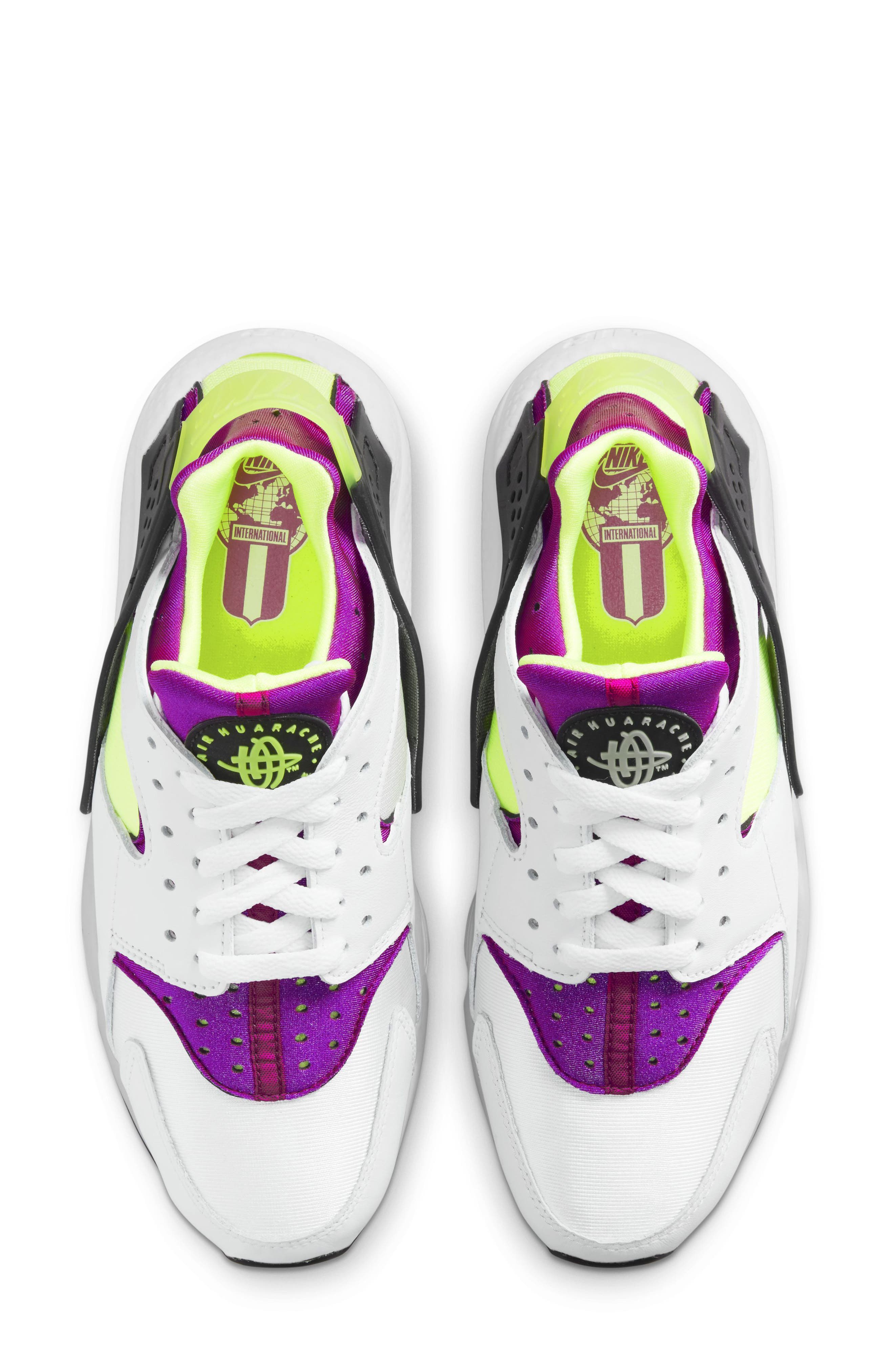 Air Huarache Sneaker, Alternate, color, WHITE/ NEON YELLOW/ MAGENTA