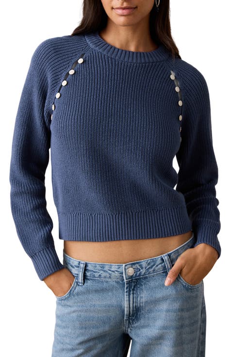 Button Detail Crop Sweater