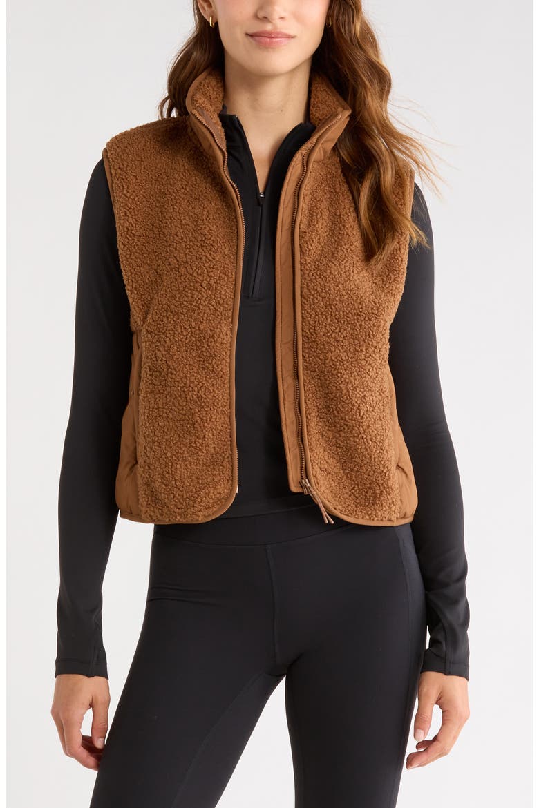 Summit Faux Shearling Hybrid Vest, Main, color, BROWN TOFFEE