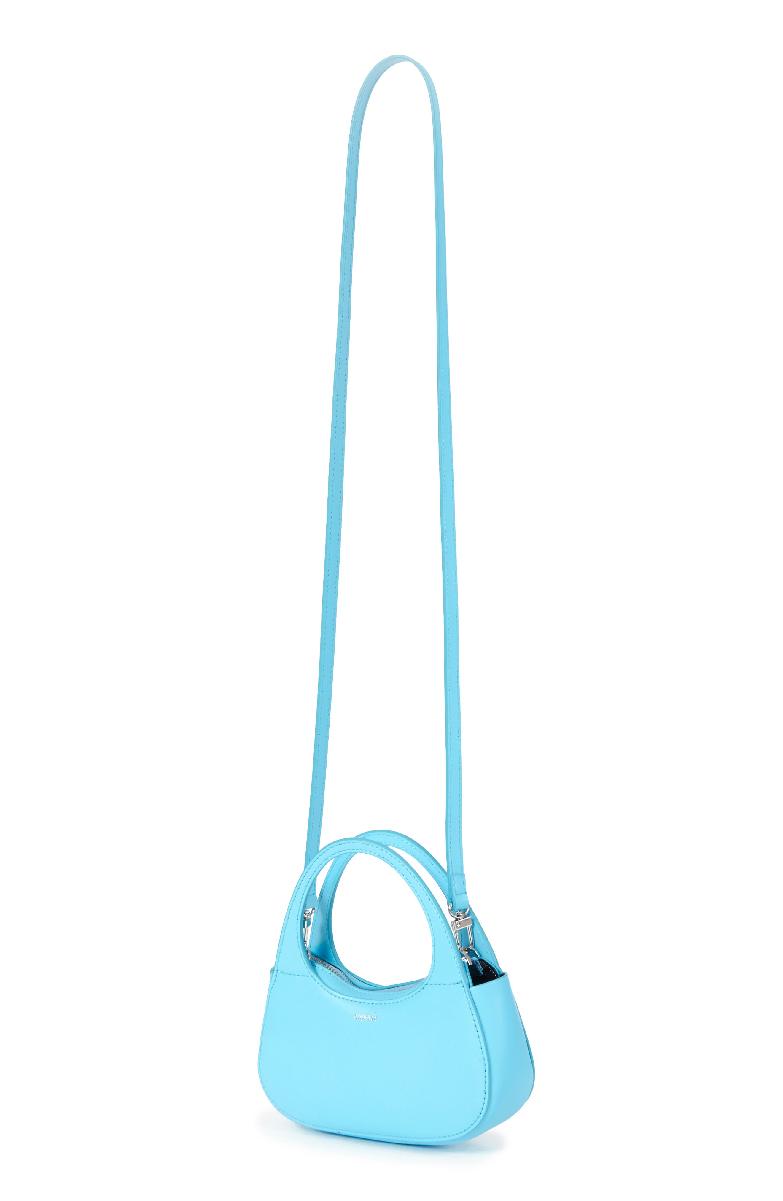 Micro Swipe Baguette Leather Top Handle Bag, Alternate, color, TURQUOISE