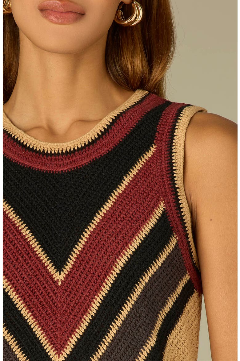 Chevron Sleeveless Sweater, Alternate, color, GOLDEN BEIGE/ FIRED BRICK