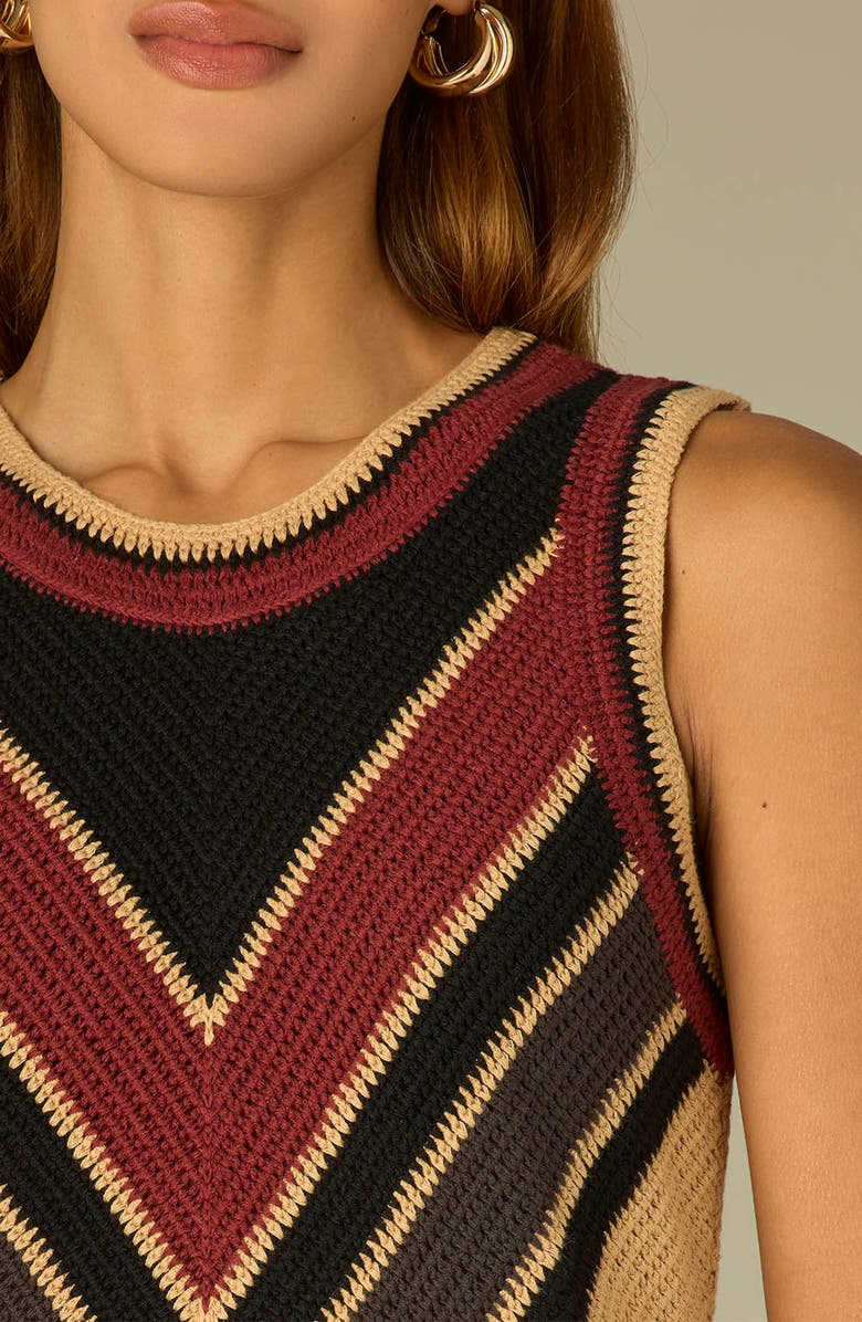 Wit & Wisdom Chevron Sleeveless Sweater, Alternate, color, Golden Beige/ Fired Brick