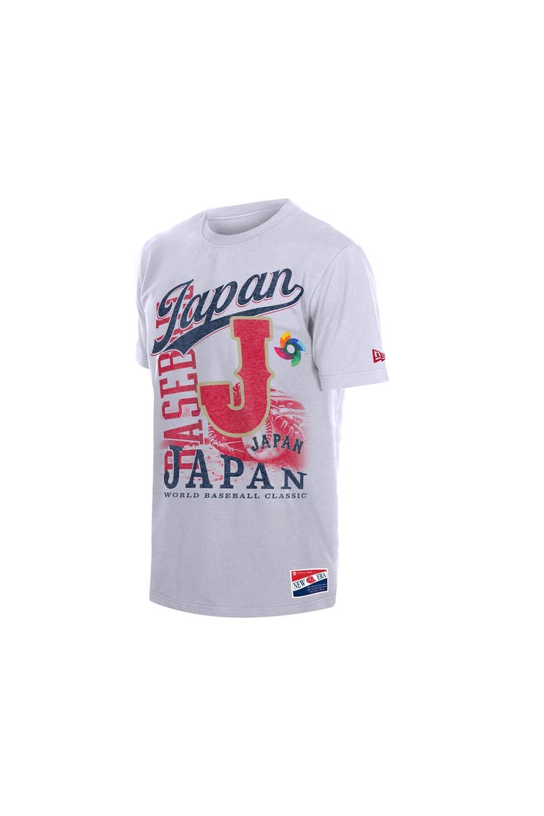 Men's New Era White Japan Baseball 2026 World Baseball Classic Oversized Throwback Distressed T-Shirt, Alternate, color, White