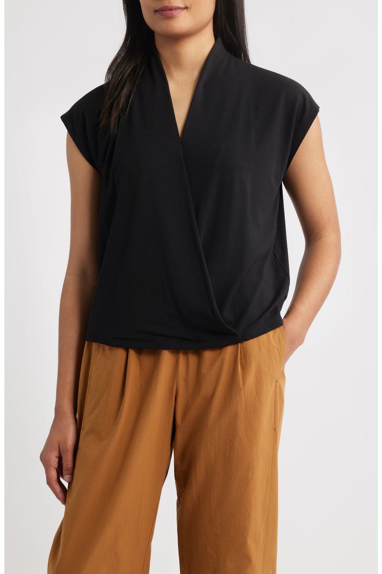 Cap Sleeve Boxy Top, Main, color, BLACK