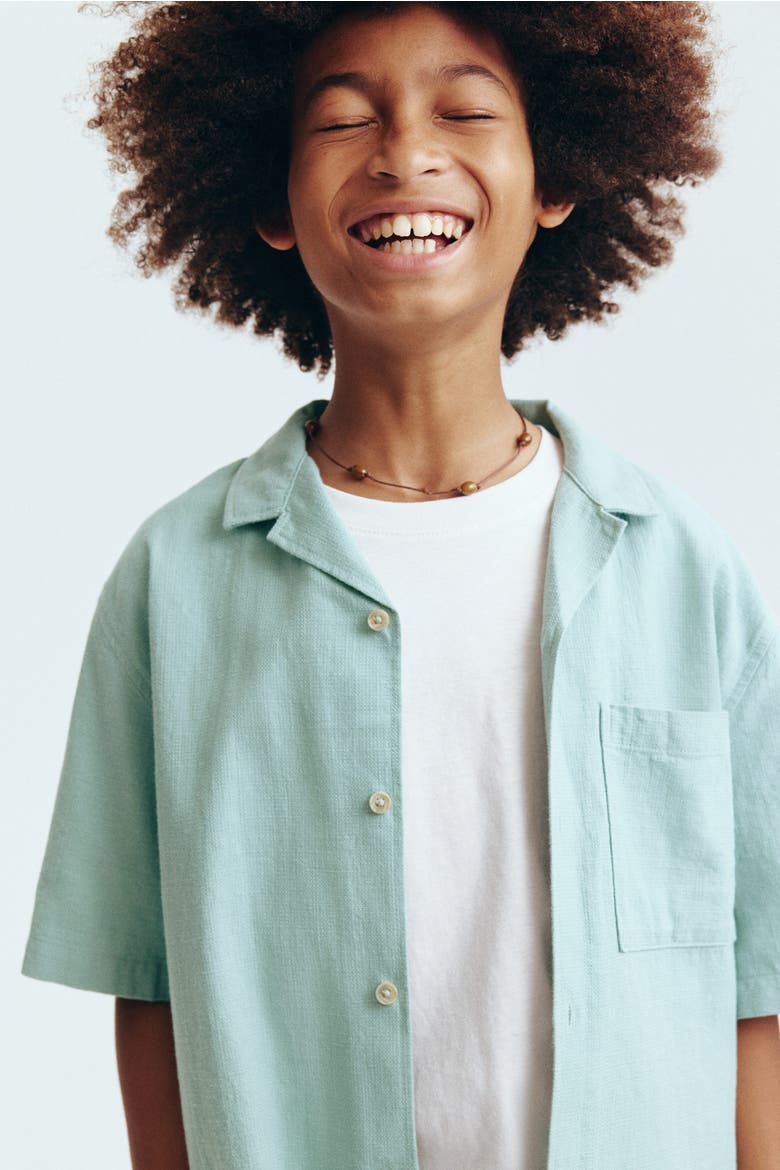 Cotton Resort Shirt, Main, color, Turquoise