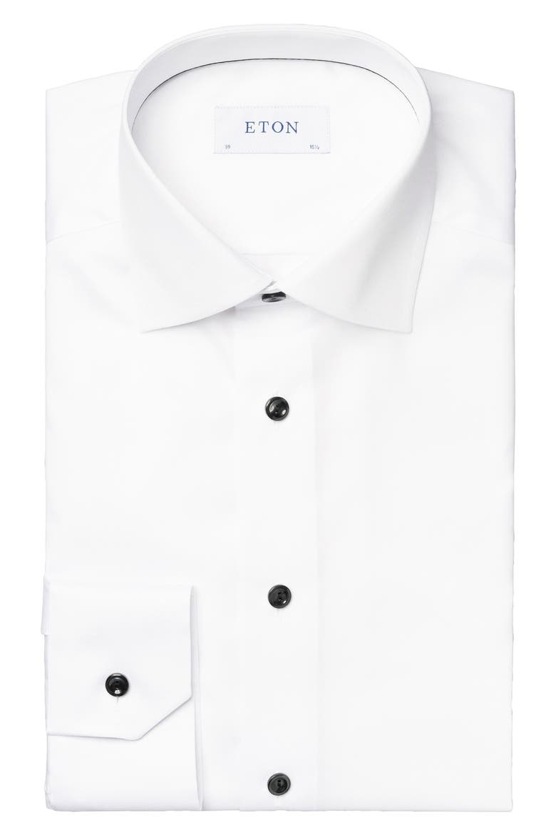 Slim Fit White Cotton Twill Dress Shirt, Alternate, color, WHITE