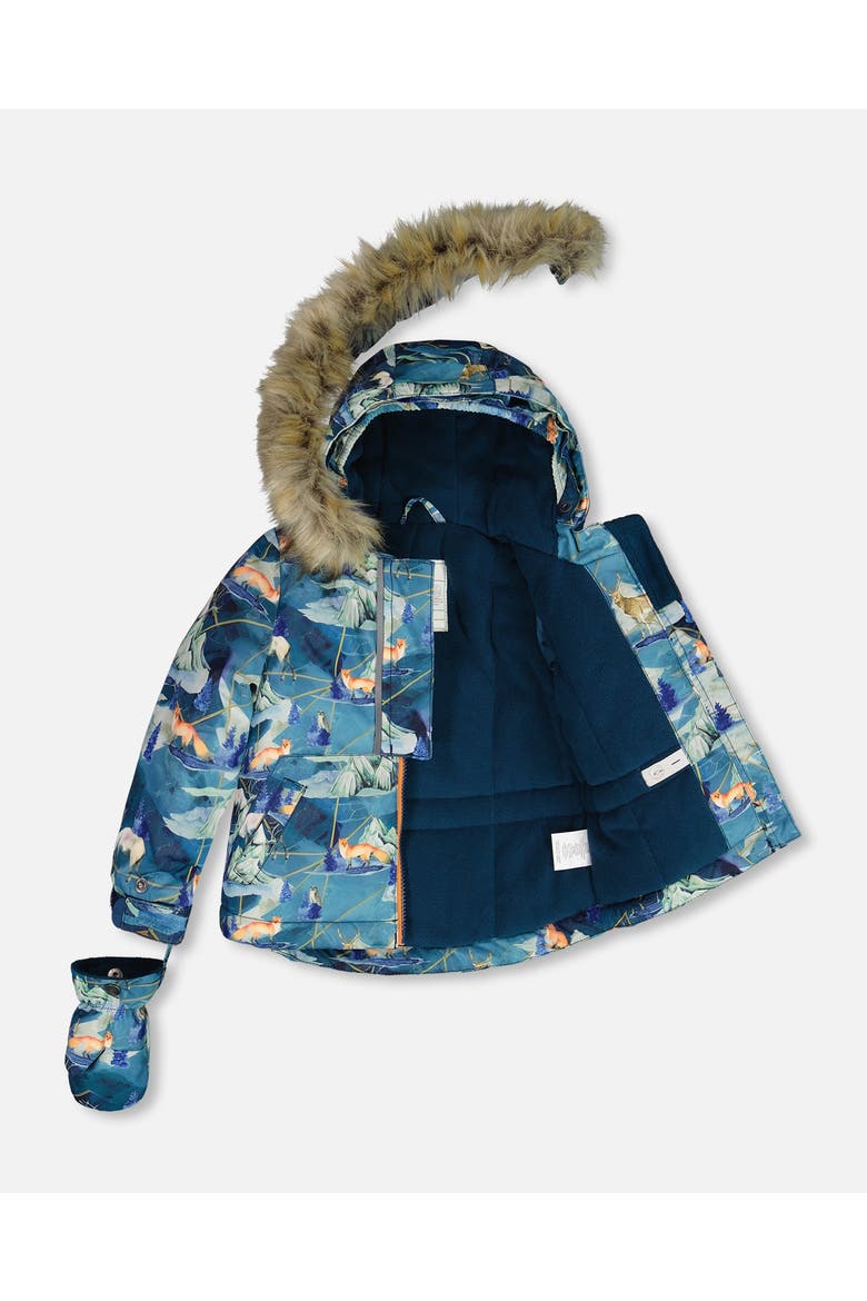 Baby Boy's Two Piece Baby Snowsuit Burnt Orange With Printed Animal And Glaciers, Alternate, color, Burnt Orange