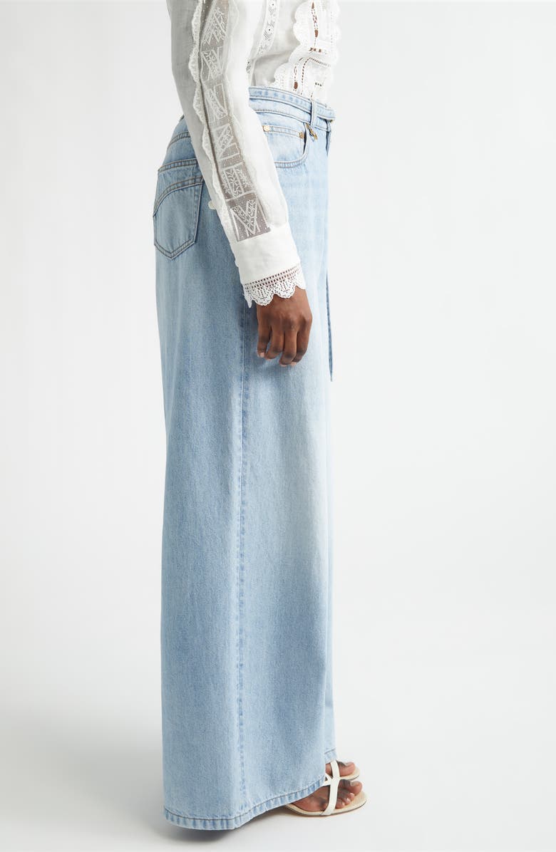 Zimmermann Indra Belted Relaxed Flare Jeans, Alternate, color, Skylark