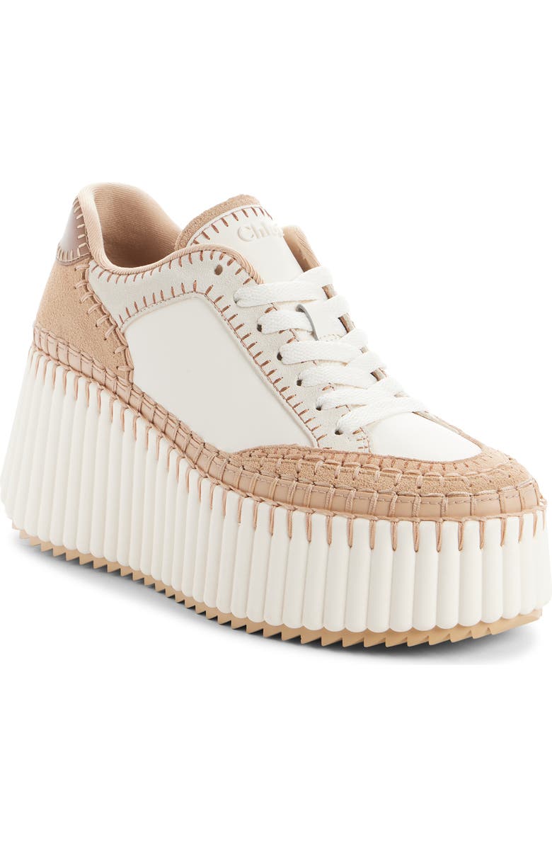 Chloé Nama Platform Sneaker, Main, color, Soft Powder