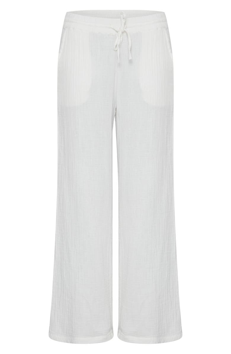 B.YOUNG Berlin Linen & Cotton Wide Leg Pants, Main, color, Optical White