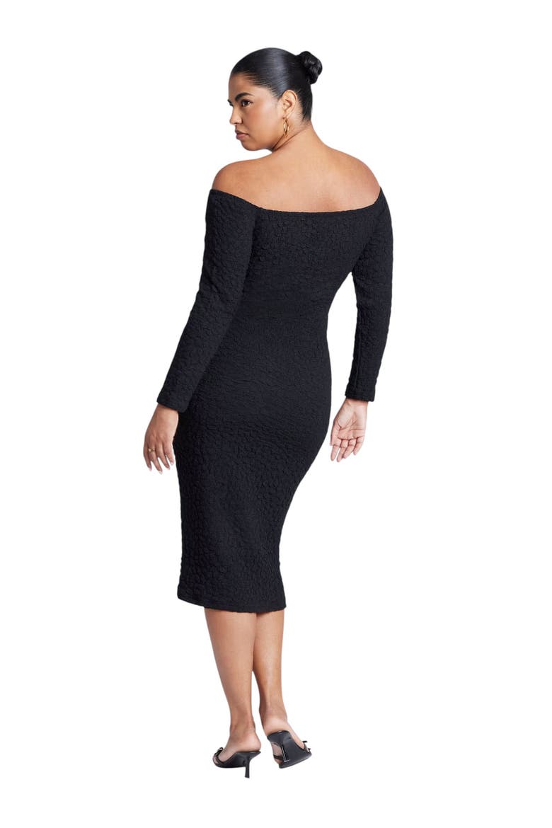 Off Shoulder Textured Dress, Alternate, color, BLACK ONYX