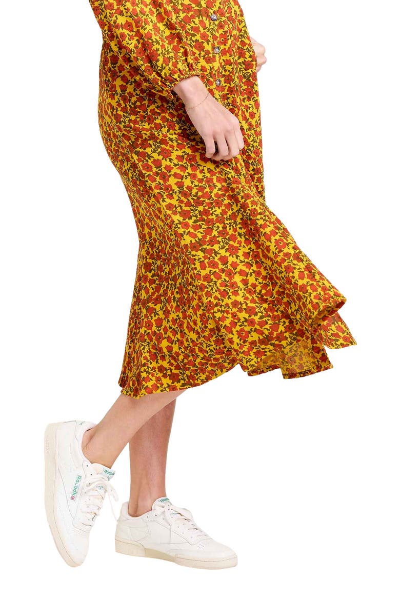 Manzana Paneled Midi Long Sleeve Dress, Alternate, color, Pollen Ditsy Print