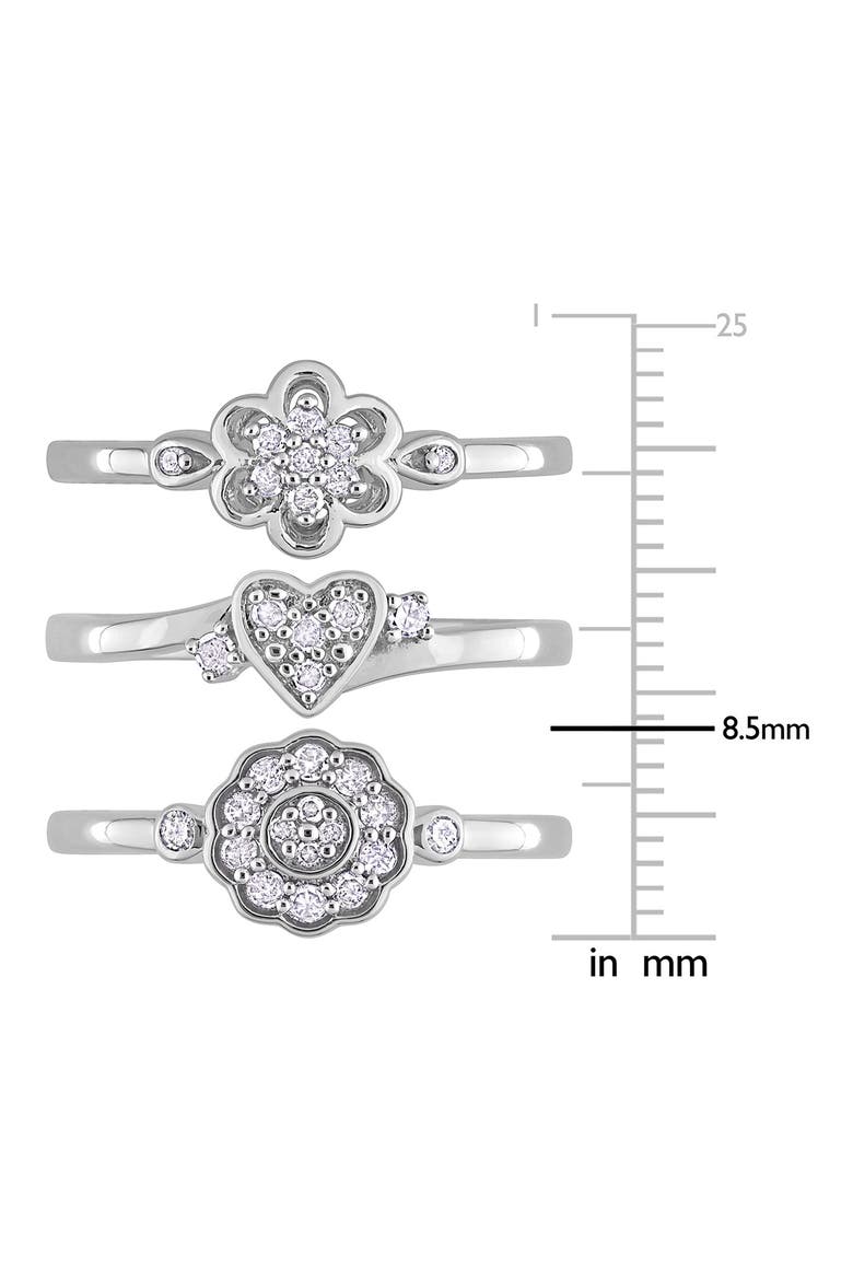 Set Of 3 Diamond Rings - 0.39ct., Alternate, color, SILVER