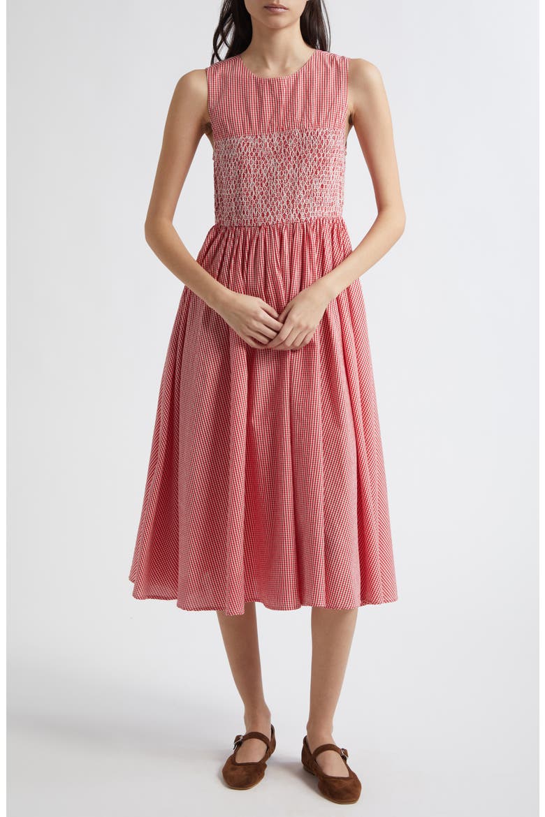 Coco Sleeveless Cotton Fit & Flare Dress, Main, color, RED GINGHAM