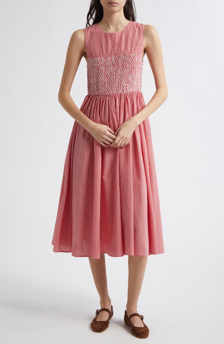 MILLE Coco Sleeveless Cotton Fit & Flare Dress, Main, color, Red Gingham
