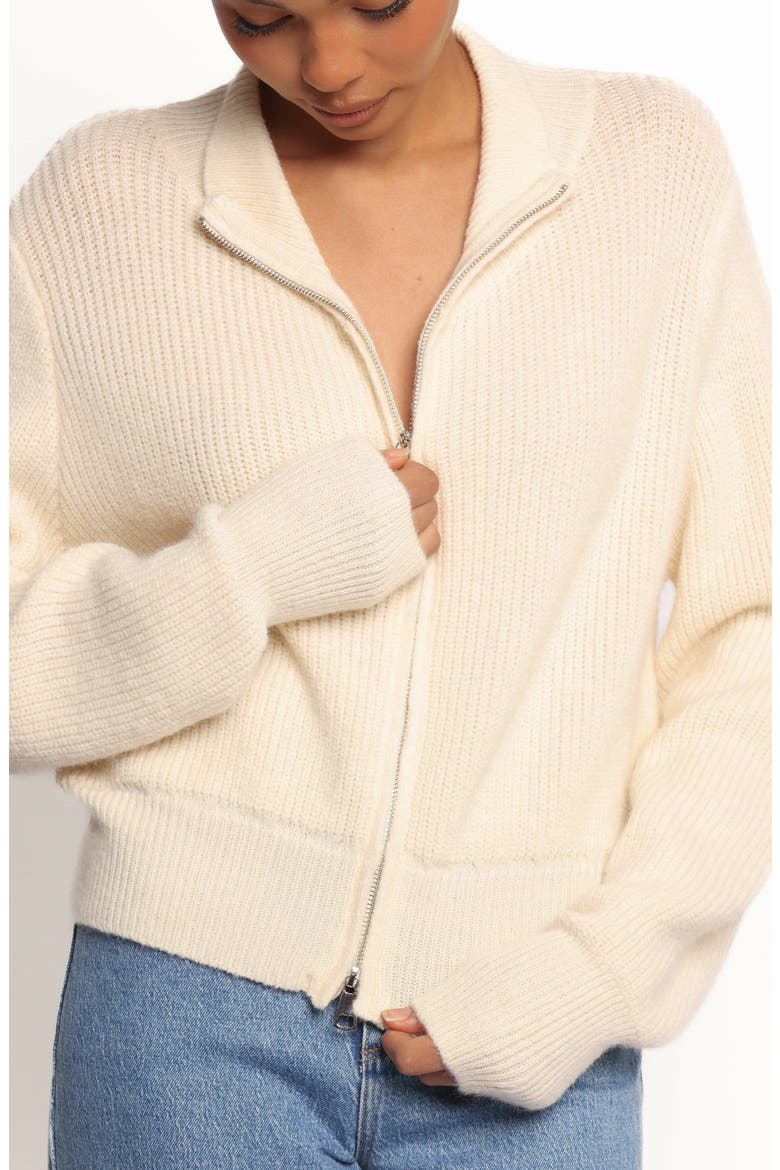 Kourtney Rib Zip Cardigan, Alternate, color, CREAM