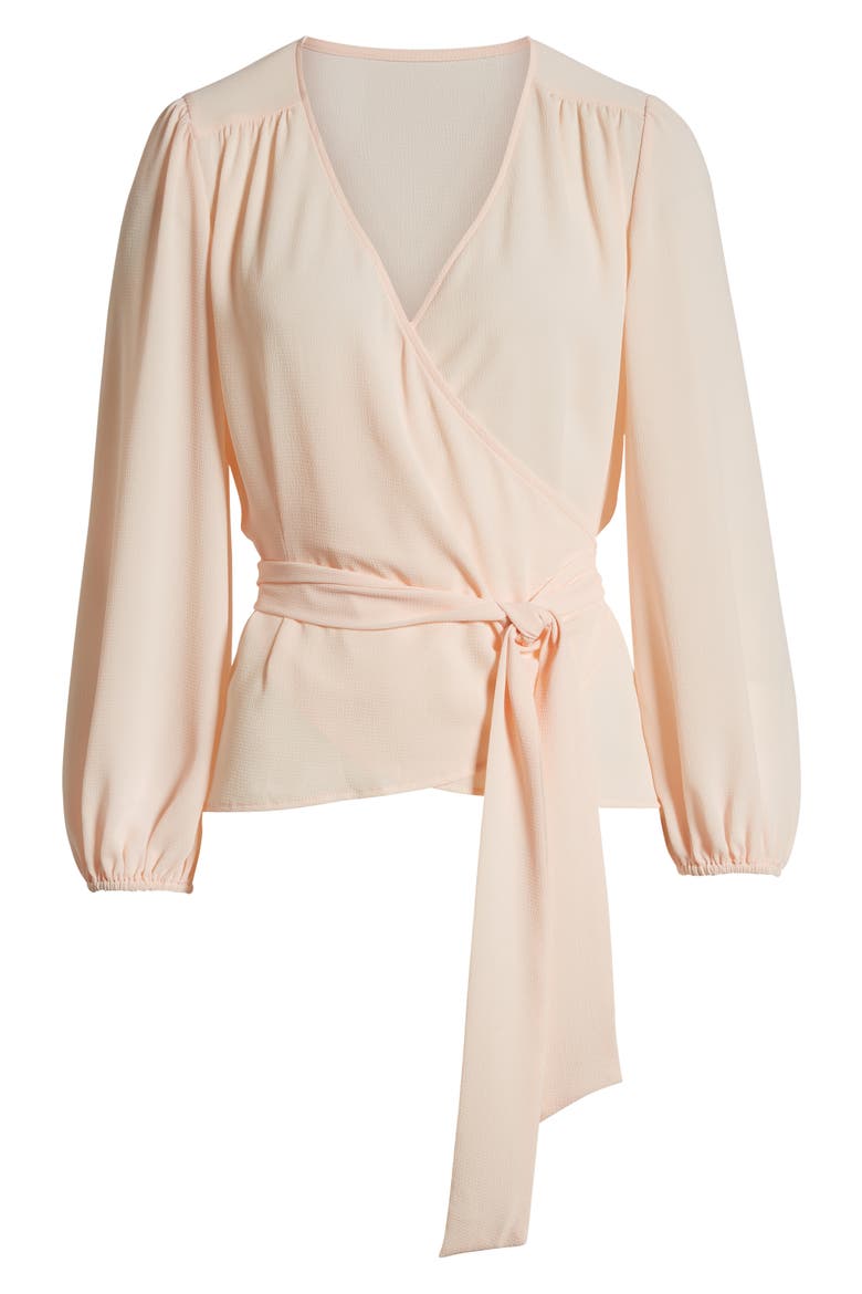 Wrap Top, Alternate, color, PINK WOOD