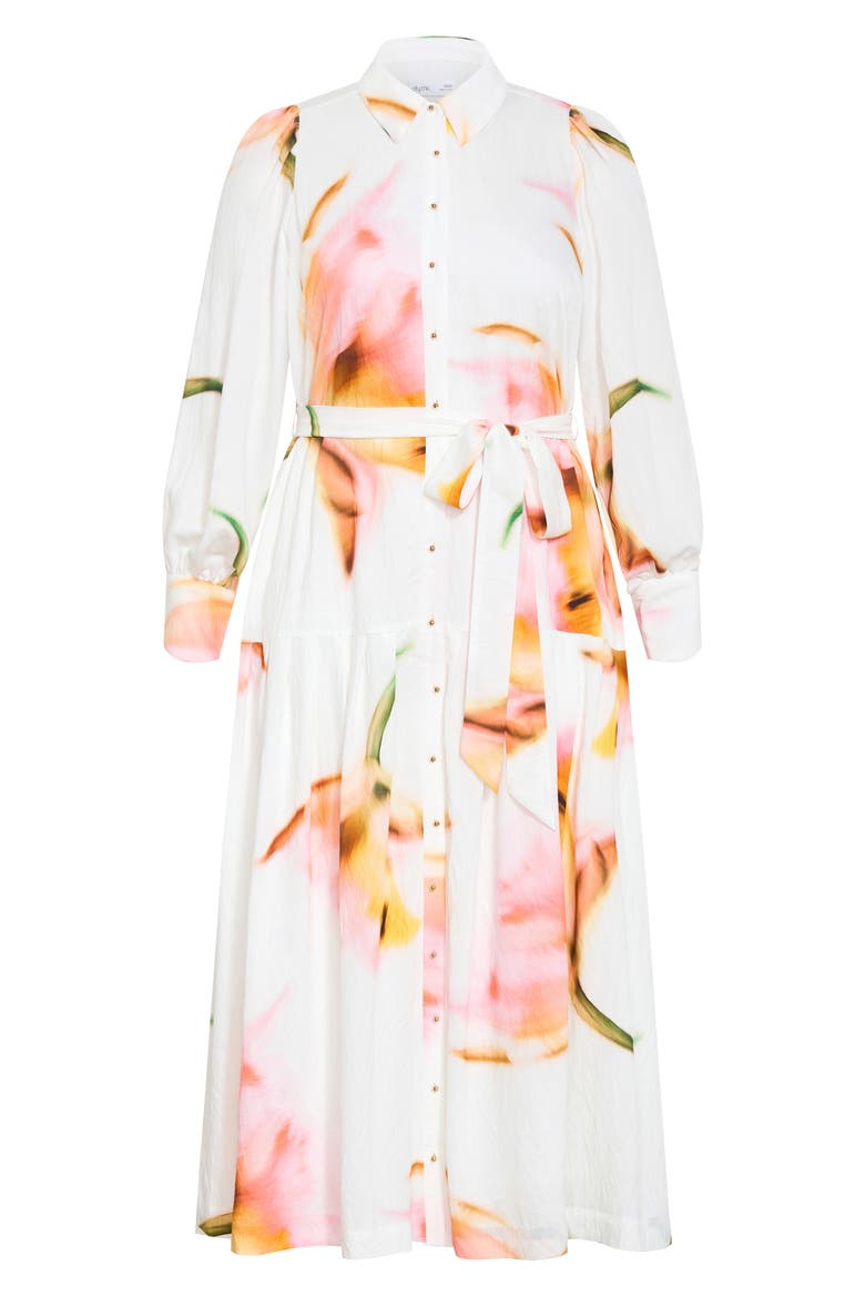 Maxi Floral Satin Maxi Shirtdress, Alternate, color, SUMMER FLEUR