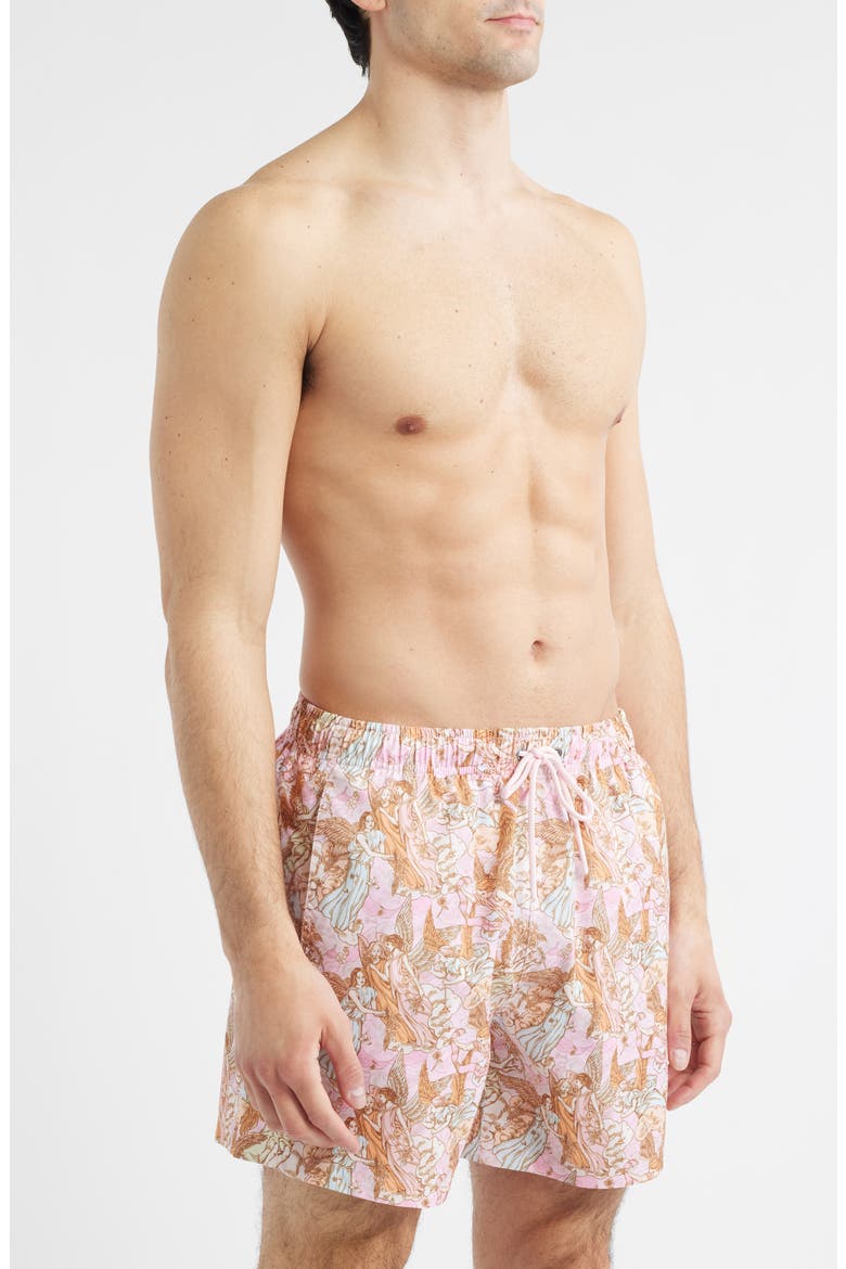 Floral Swim Trunks, Alternate, color, PINK
