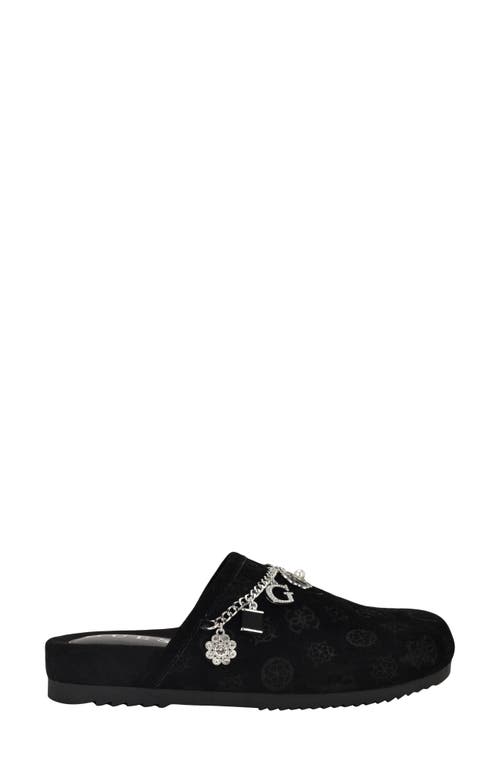 Guess Gavyn Logo Embossed Faux Fur Clog In Black